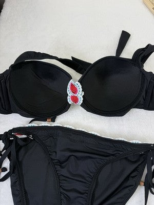 Venus Bikini Set Top C Bottom 10 Black Halter Underwire Womens Swim Swimwear