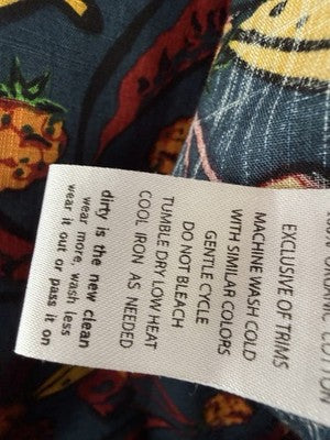 Toad And Co Mens Shirt XXL Fletcher Blue  Fruit Print Short Sleeve Button Up