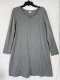 J Jill Dress Medium Pure Jill Gray Long Sleeve Pockets A Line Pima Modal Womens