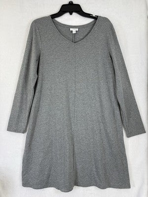J Jill Dress Medium Pure Jill Gray Long Sleeve Pockets A Line Pima Modal Womens