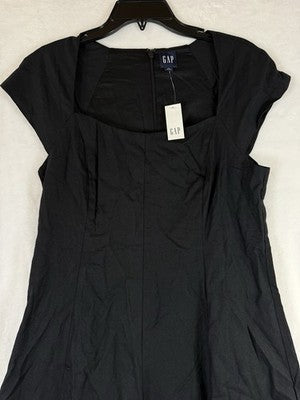 Gap Linen Blend Maxi Dress Medium Women Black Fit & Flare Long New NWT
