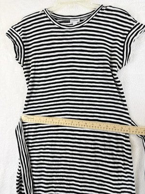 J Crew Dress XXS Black White Striped Mini Dress Short Sleeve Cotton Knit Womens