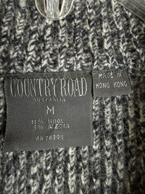 Country Road Australia Sweater Jacket Medium Men Zip Wool Angora Jumper Gray