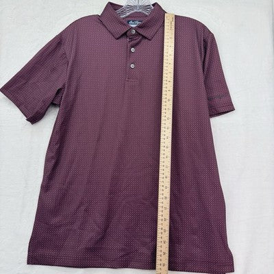 Ben Hogan Performance Polo Small Mens Shirt Sleeve Burgundy Print Golf Shirt New