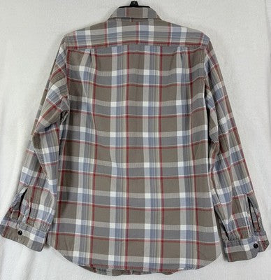 J Crew Flannel Shirt Mens Small Brown Plaid Long Sleeve Button Up Cotton