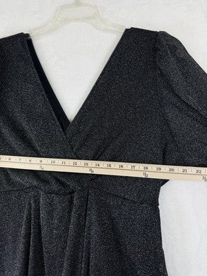 Torrid 3 Top Faux Wrap Black Metallic Tie Waist 3X Plus Size Long Sleeve V Neck