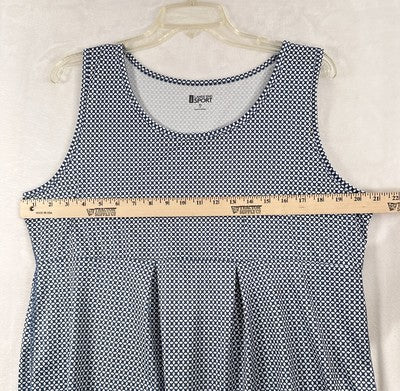 Lands End Sport Tank Top XL Blue Print Pickleball Tennis Workout Tops Womens