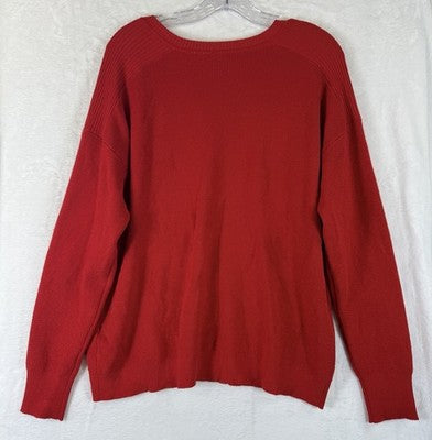 Cyrus Sweater XL Womens Red V Neck Long Sleeve Tops New NWT