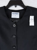 Old Navy Linen Blazer Women XS Black Collarless Button Front Suit Jacket New
