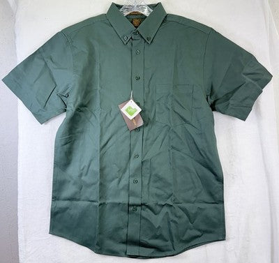 Harrington Shirt Medium Mens Green Short Sleeve Teflon 100% Cotton New NWT