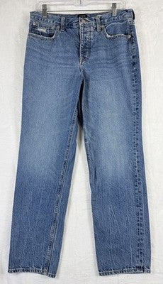 J Crew Slim Boyfriend Jeans 28 Blue Womens Straight Leg Button Fly 100% Cotton