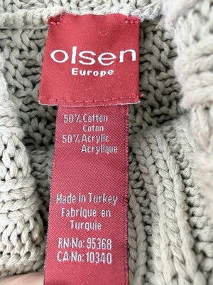 Olsen Europe Sweater 12 Cowl Neck Short Sleeve Beige Cable Knit Womens