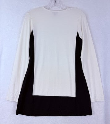 J Jill Wearever XS Top Long Sleeve Jersey Knit Ivory Black Tunic Womens