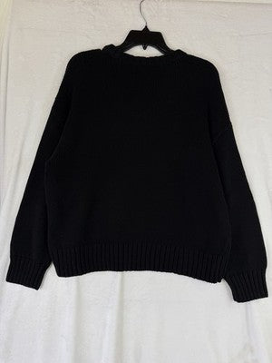 Gap 100% Cotton Relaxed Sweater Large Womens Black Crew Neck Pullover New NWT
