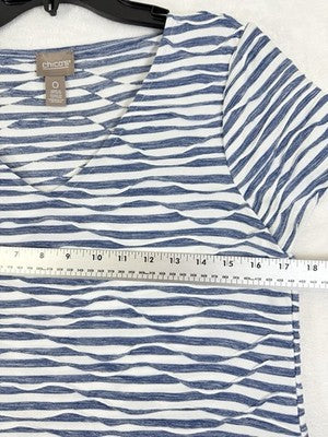 Chicos Dress Size 0 Small Blue Short Sleeve Knit Womens
