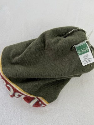LL Bean Beanie Hat Knit Men Pom Outsider Mountain Scene Winter