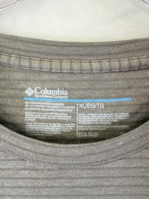 Columbia T Shirt Men XL Gray Striped Crew Neck Short Sleeve