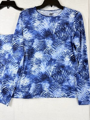 Lands End Tankini Top 12 Underwire Square Neck Rash Guard Swim Lot Blue