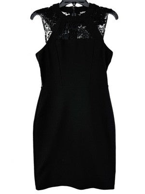 Express Dress 2 Sleeveless Black Bodycon Short Lace LBD Womens