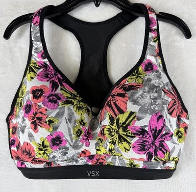 Victoria's Secret VSX Incredible Sports Bra 34DD Victoria Black Floral Womens