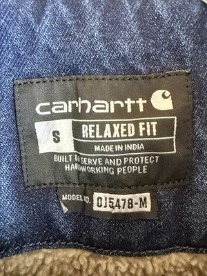 Carhartt Denim Sherpa Lined Jacket Relaxed Fit Mens Small Blue Jean Coat