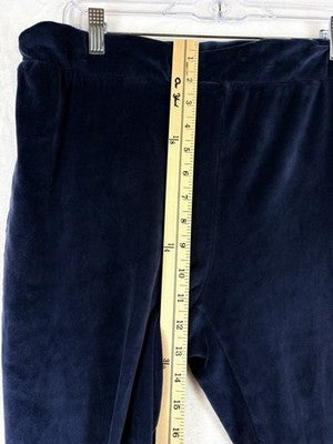 Lands End Velour Joggers Large Petite Womens Blue Sweatpants Pull On Pants LP