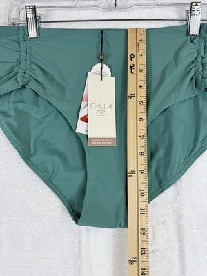 Calia Swim Bikini Bottoms Large Adjustable Jungle Green Mid Rise Women New NWT
