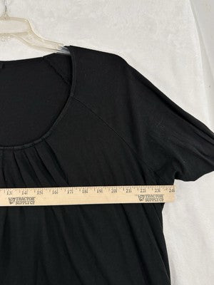 Talbots 3X Tops Long Sleeve Cotton Knit Blouse Black Plus Size Womens Top