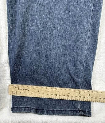 Lands End Starfish Jeans Large High Rise Knit Denim Blue Womens