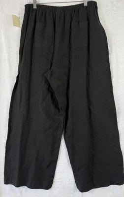 Habitat Clothes To Live In XL Cropped Pants 100% Linen Women Black Lagenlook New