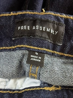 Free Assembly Jeans Womens 4 Barrel Leg Dark Blue Rinse High Rise NWT New