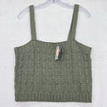 Uncharted Threads Womens XL Green Textured Knit Cami Sweater Crop Top Boho New