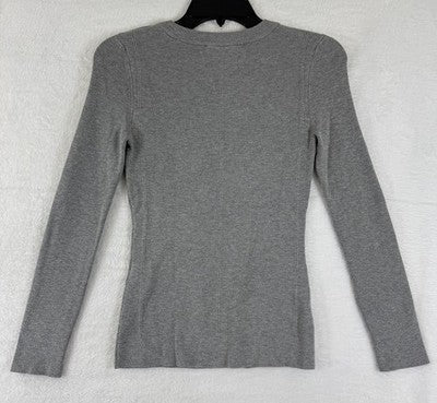 White House Black Market Sweater XS Gray Top Button Detail Womens