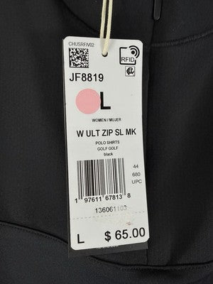 Adidas Golf Shirt Large Womens Black Ultimate 365 Sleeveless 1/4 Zip New NWT