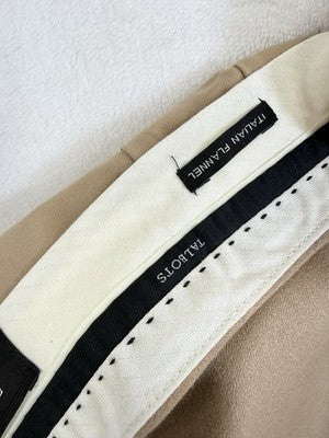 Talbots Windsor Pants 14 Petite Italian Flannel Beige Tan Wool Straight Leg