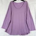 Lands End Womens Tops Large Purple Stripe 3/4 Sleeve Tee T Shirt Cotton Modal