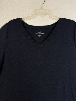 J Jill Top XL Pima Short Sleeve V Neck Tee Blue Womens
