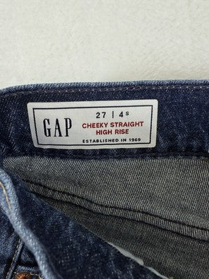Gap High Rise Cheeky Straight Jeans 27 4 Short Womens New NWT Dark Indigo Blue