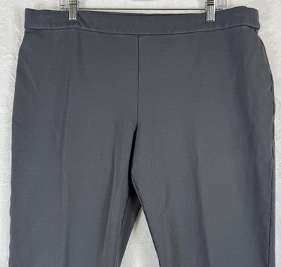 Susan Graver Smart Ponte Pants XL Petite Gray Pull On Knit Slim Leg Womens