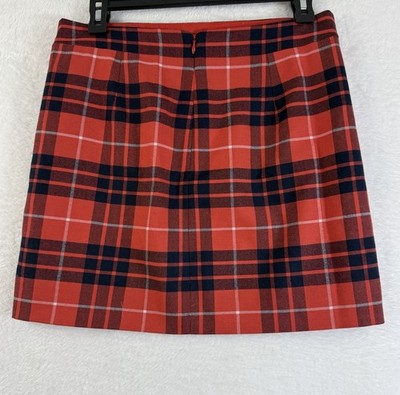 J Crew Mini Skirt 4 Red Plaid Wool Blend Lined Womens