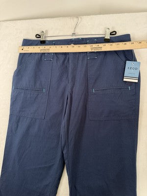 Izod Cropped Pants 14 Womens Blue Ripstop Crop NWT
