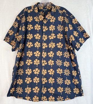 Toad And Co Mens Shirt XXL Mattock Blue Floral Print Short Sleeve Button Up