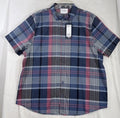 Walter Hagen Golf Shirt XL Blue Plaid Short Sleeve Men’s Clubhouse Button  NEW