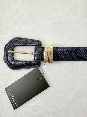Eloquii Belt 14 16 Blue Faux Leather Snake Gold Tone Plus Size Women New