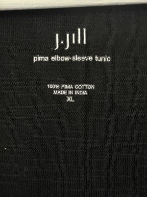 J Jill Top XL Pima Short Sleeve V Neck Tee Black Womens