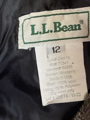 LL Bean Women 12 Dress 100% Wool Sleeveless Sheath Made In USA Vintage 90s Brown