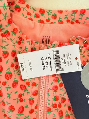 Baby Gap Rash Guard Swim Set 6-12 Months Swimsuit Pink Long Sleeve New NWT