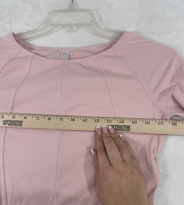 Adidas Womens Yoga Top Large Pink Crop Long Sleeve Workout Shirt NEW