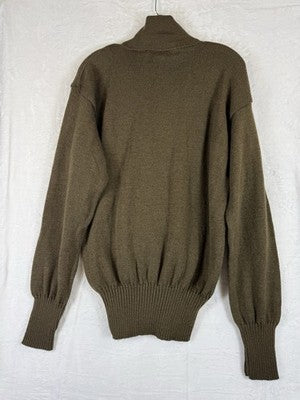US Army Sweater Large Wool Green Men Henley Pullover Jeep Mechanic Vintage 90s