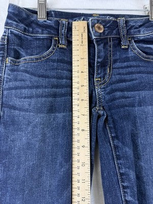 American Eagle Jeggings Size 00 Dark Blue Zip Ankle Denim Jeans